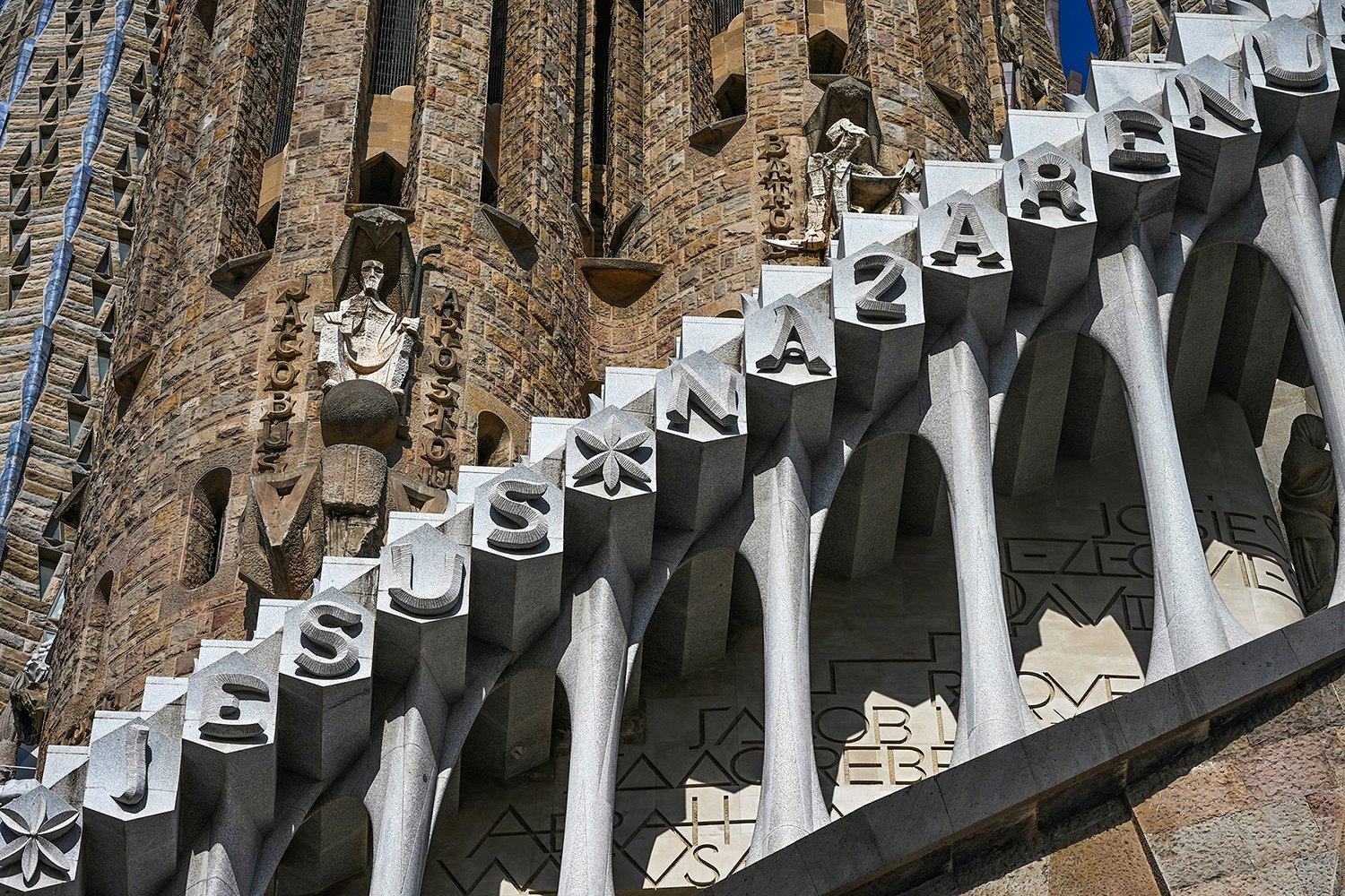 Sculpted lettering on the Sagrada Família, Barcelona